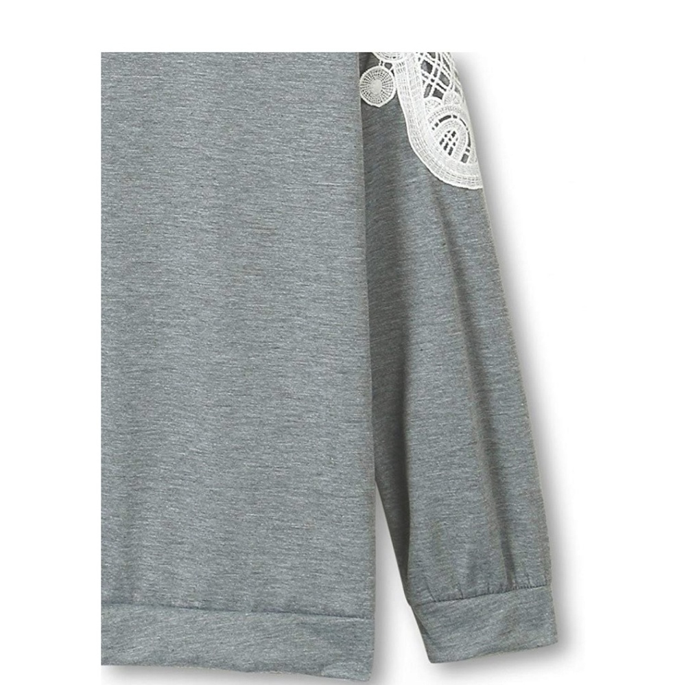 HELEN Cold Shoulder Gray Long Sleeve Sweater Top - Picture 5 of 6